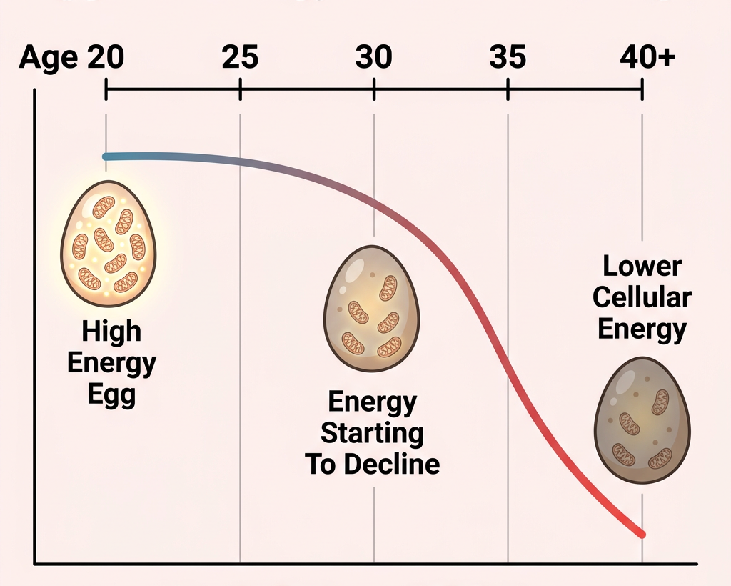 Graph showing egg cell energy decline with age
